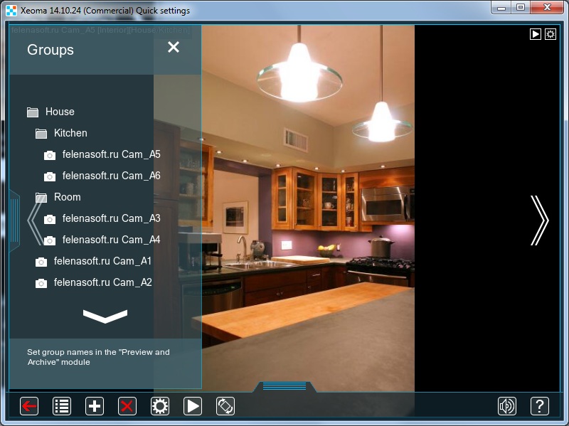 Xeoma - cctv software with a handy device list for grouping of cameras and easy navigation