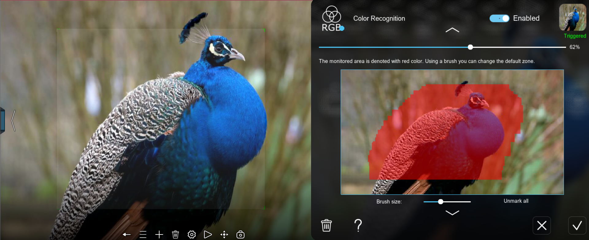 Color recognition in Xeoma, smart video surveillance program, and wildlife monitoring
