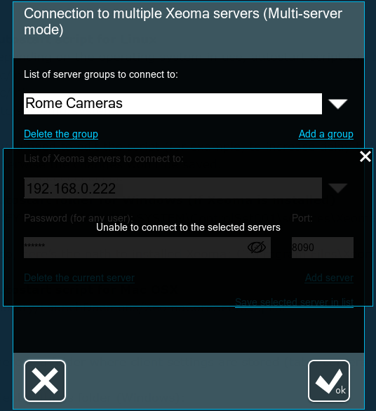 Multiserver mode setup dialog: unable to connect error